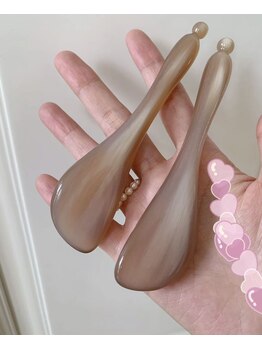 リフレッシュサロンキュア/天然白牛水牛角ツボ押しかっさ棒