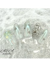 エーアンドエー 蕨店(A&A)/リボン×埋め尽くしネイル