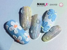 ネイリックス アヴェニール(NAILX avenir)/個性的質感フラワーネイル