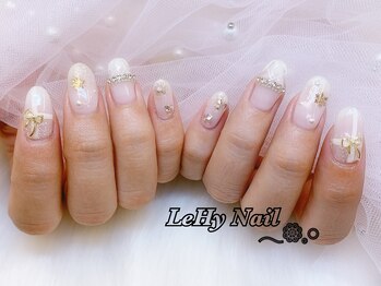 レヒネイル(LeHy nail)/チェック×リボンネイル