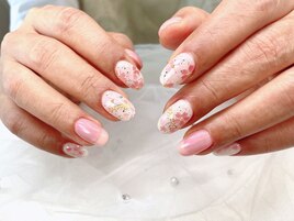 春ネイル*桜ホロ*ミラーネイル