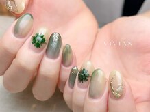 ヴィヴィアン ネイル(Vivian nail)/グリーン×ニュアンス