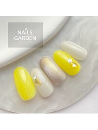 春カラー×シェルネイル