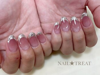 ネイルトリート 茨木駅前店(NAIL TREAT)/グラデ×ガラスフレンチ