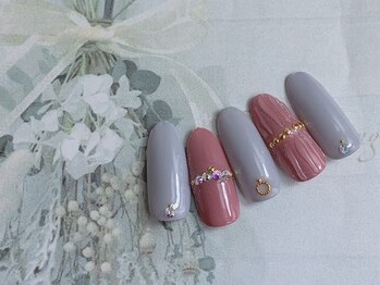 ネイルサロン&スクール ジーナ(GINA)/ピンク・グレーきれいめデザイン