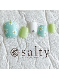 手書き花ネイル