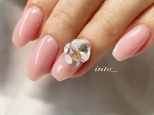 ネイルサロン イントゥ(into_)/ワンカラー　ピンク　ビジュー　