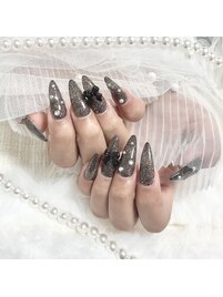 ブラック×フラッシュネイル☆