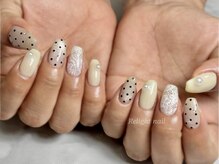 リライトネイル(Relight nail)/レース×ドット×バターイエロー