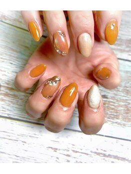 クリアー(clear)/オレンジ氷ネイル11000円