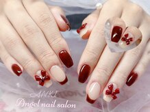 エンジェルネイルサロン(Angel nail salon)/ボルドーフレンチXリボン