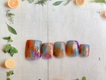 ネイルサロン&スクール ジーナ(GINA)/ブルーグレー×ゴールドミラー☆