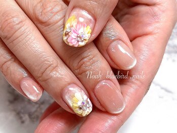 ノアブルーバードネイルズ(Noah' bluebird .nails)/可愛い大人フラワーアート