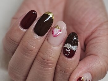 いちごとチョコの手書きアート