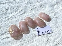 アイネイルズ 池袋店(I-nails)/くすみピンクゴールドミラー