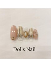 トータルビューティーサロン ドールズ(total beauty salon Dolls)/ベージュ×リボンアート
