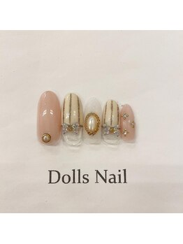 トータルビューティーサロン ドールズ(total beauty salon Dolls)/ベージュ×リボンアート