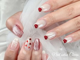 クリスマスハートネイル♪