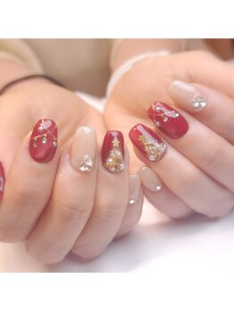 ピオニーネイル(peony nail)/ボルドーマグ　クリスマス