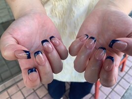 ブルー/フレンチ/秋ネイル