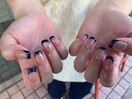 ブルー/フレンチ/秋ネイル