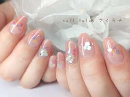 桜色の大人可愛い春ネイル♪