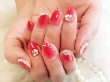 ボネール(nail ＆ eyelash Bounail)/チーク　ネイル×ラインストーン