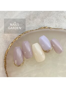 ネイルズガーデン(NAILS GARDEN)/上品シンプルミラーネイル
