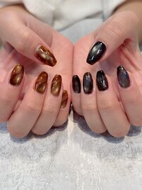 べっこうネイルと宇宙ネイル