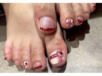 プロテア(protea)/チェック柄フットネイル