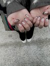 ホワイトラメ × 黒フレンチ