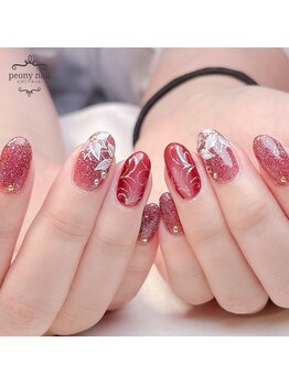 ピオニーネイル(peony nail)/ボルドーマグ　クリスマス