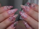 ピンクハートレオパアートネイル
