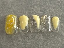 カラネイル 南森町店(calla nail)/pastel yellow × kirakira