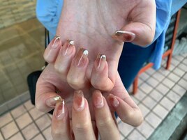 ミラーフレンチ/上品/秋ネイル