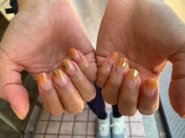 ニュアンス/オレンジ/秋ネイル