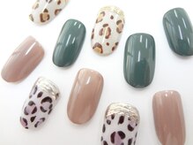 ネイルサロン クイール 小山店(NAIL SALON QUILL)/ワンカラー＋レオパード＋ミラー