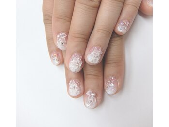 ネイルサロンミキ 横浜(MIKI)/結婚式ブライダルバラ3D花ネイル