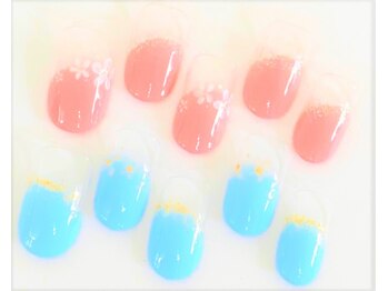 ネイルサロン クイール 小山店(NAIL SALON QUILL)/丸フレンチ＋お花アート