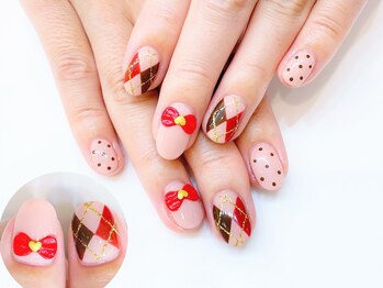 ネイルコレクション ピンク(Nail Collection Pink)/ジェル放題★アーガイル・リボン