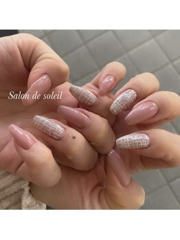 サロンド ソレイユ ネイルアンドスクール(Salon de Soleil NAIL&SCHOOL)/シンプルツイードネイル