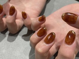 カフェネイル＋先端ミラー