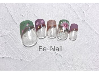 斜めフレンチ桜ネイル全員¥7980