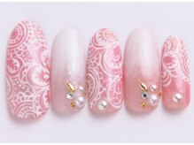 ネイリックス 栄ガスビル(NAILX)/手描きアート・レース柄ネイル