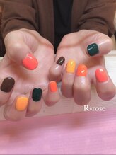 アールローズ(R-rose)/秋色カラフルネイル￥6600