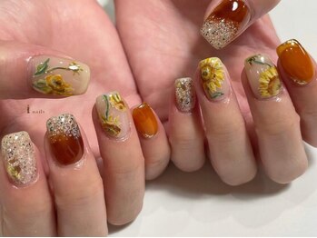 アイネイルズ 渋谷店(I nails)/【Sumika.t】手描き向日葵