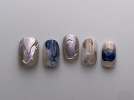 ぷっくり×インク×ブルーネイル