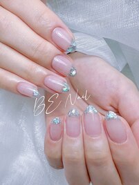 オロラのガラスフレンチネイル