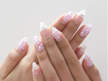 ネイルサロンミキ 横浜(MIKI)/桜3D花ART手描きさくらスカルプ