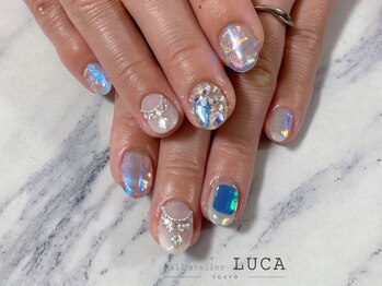 ネイルアトリエルカ(nail atelier LUCA)/W-303 埋め尽くし×氷ネイル